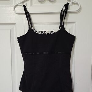 Marika Black Camisole with Floral Trim